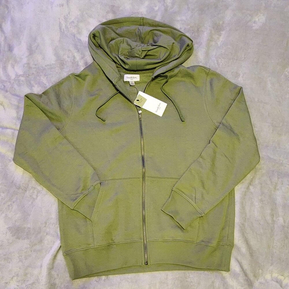*NWT* Men's Olive Green Large Goodfellow Zipper Hoodie - Picture 9 of 16